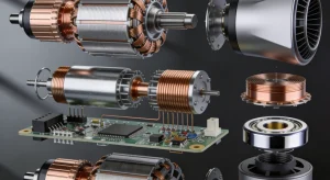 Detaliu tehnic motor digital brushless pentru uscător de păr profesional.