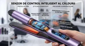 Senzor de control inteligent al căldurii într-un aparat de stilizare păr.