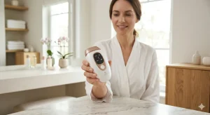 Epilator IPL portabil de dimensiuni reduse pentru zone sensibile.
